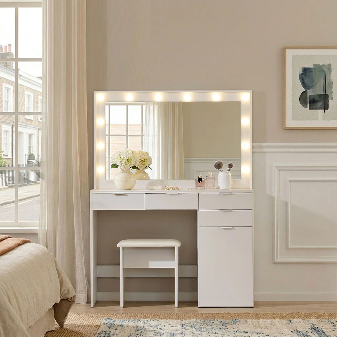 Hollywood 4-Drawer Dressing Table Set