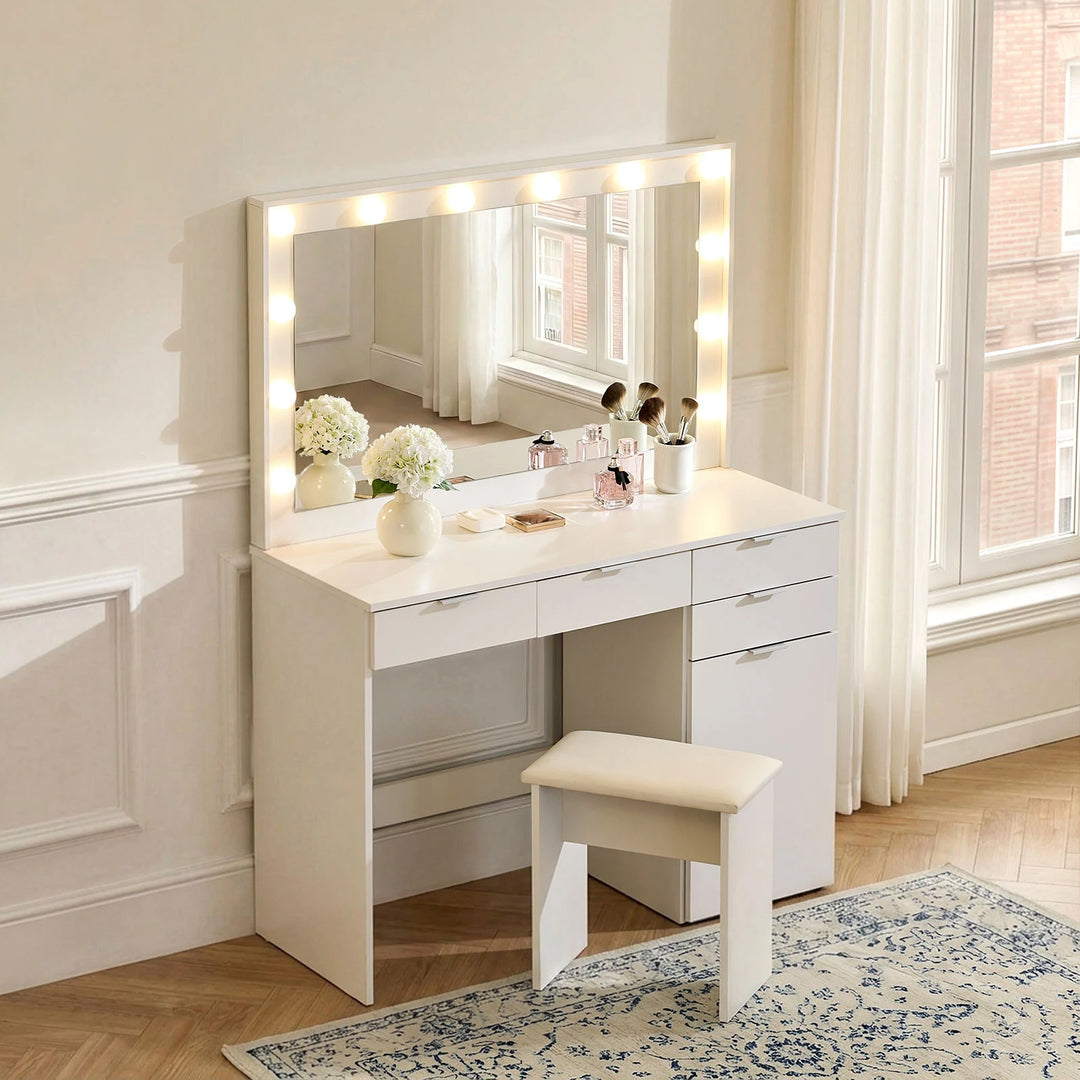 Hollywood 4-Drawer Dressing Table Set