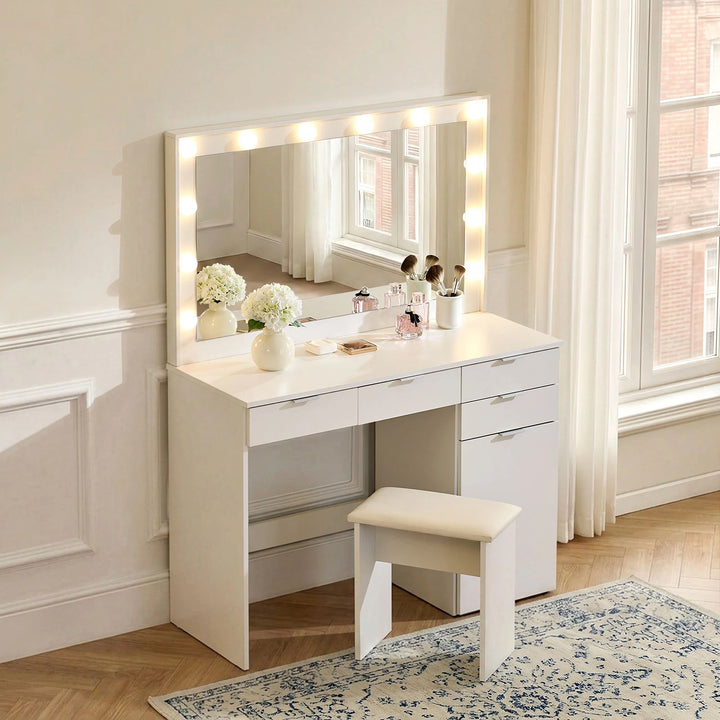 Hollywood 4-Drawer Dressing Table Set
