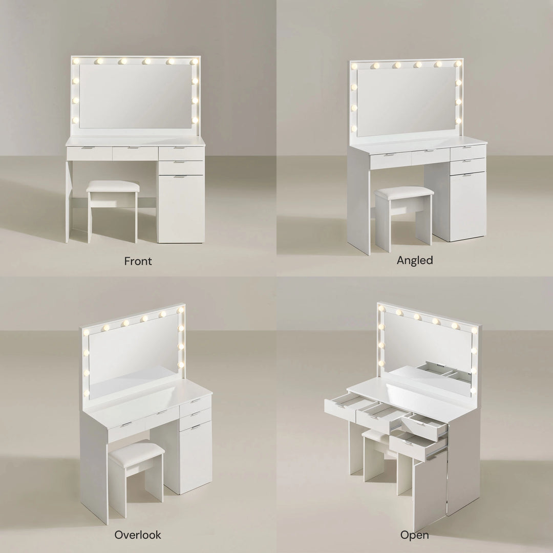 Hollywood 4-Drawer Dressing Table Set