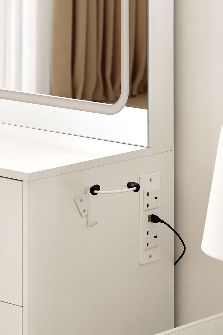 Hollywood LED Light Dressing Table Set [Hairdryer Holder]