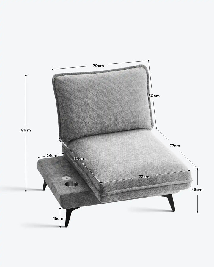 Hudson grey modular sofa (left) dimensions and size details
