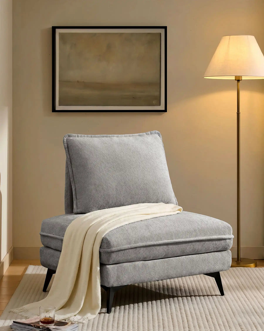 Hudson grey modular sofa (left) placed in a living room corner