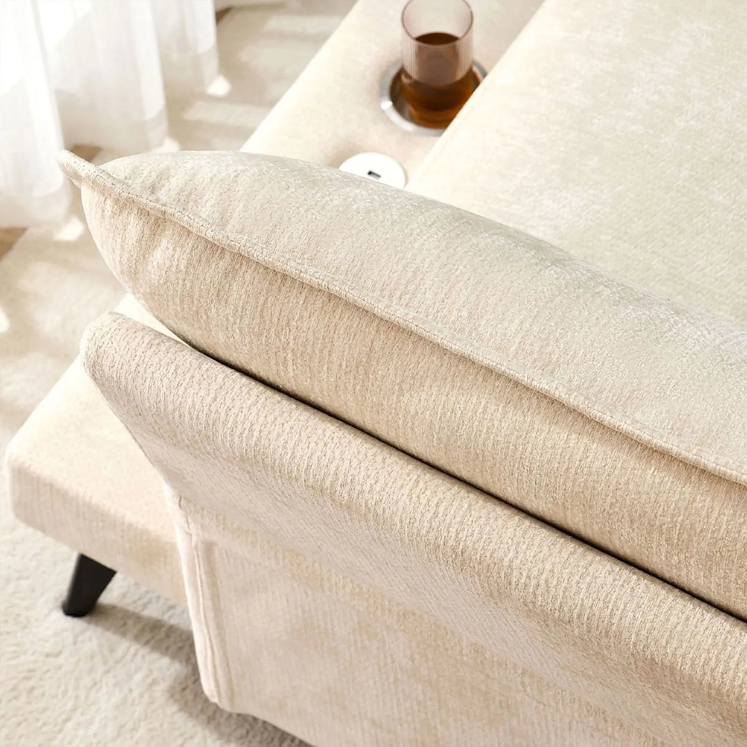 Top view of Hudson modular sofa (right) highlighting fine craftsmanship and detailing