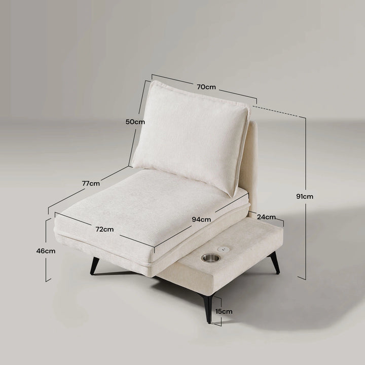 Hudson modular sofa (right) dimensions and size details