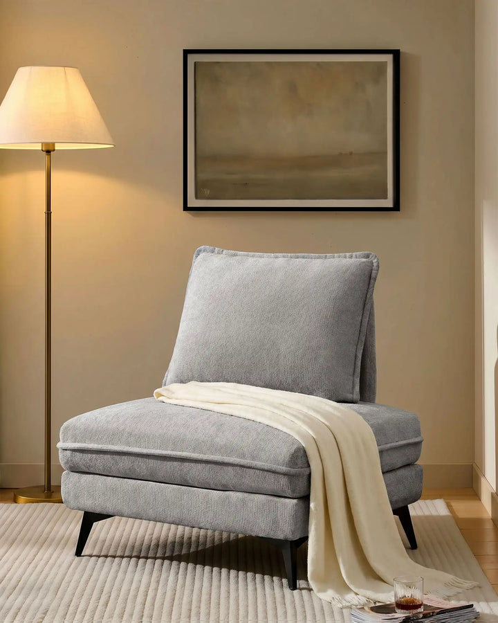Hudson grey modular sofa (right) placed in a living room corner