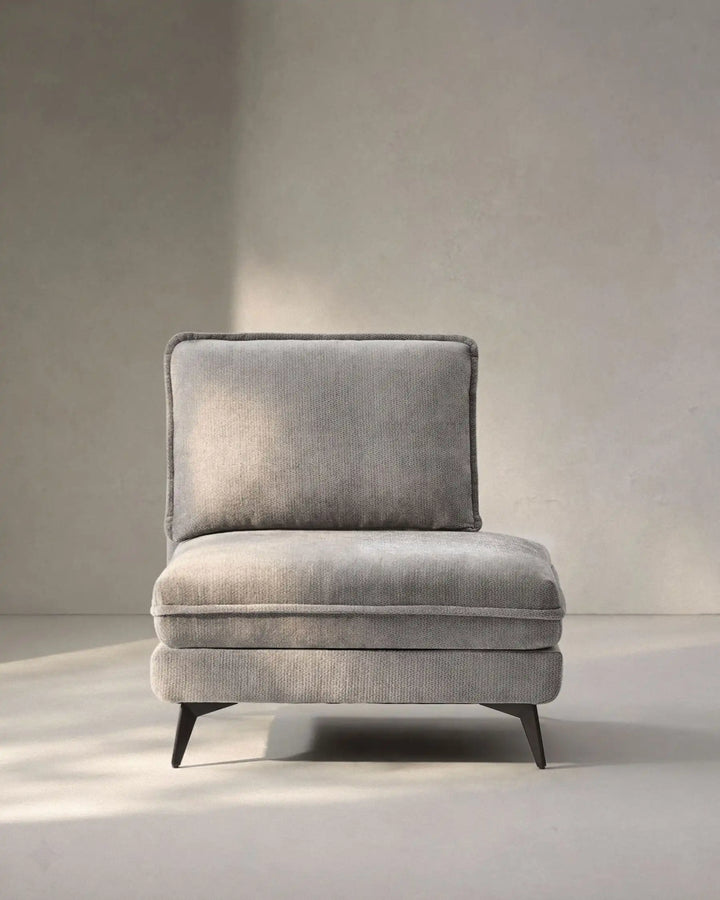 Hudson grey modular sofa (right) on white background showing front view