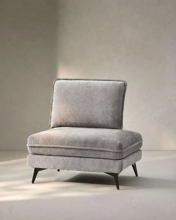 Hudson greymodular sofa (right) on white background showing side view