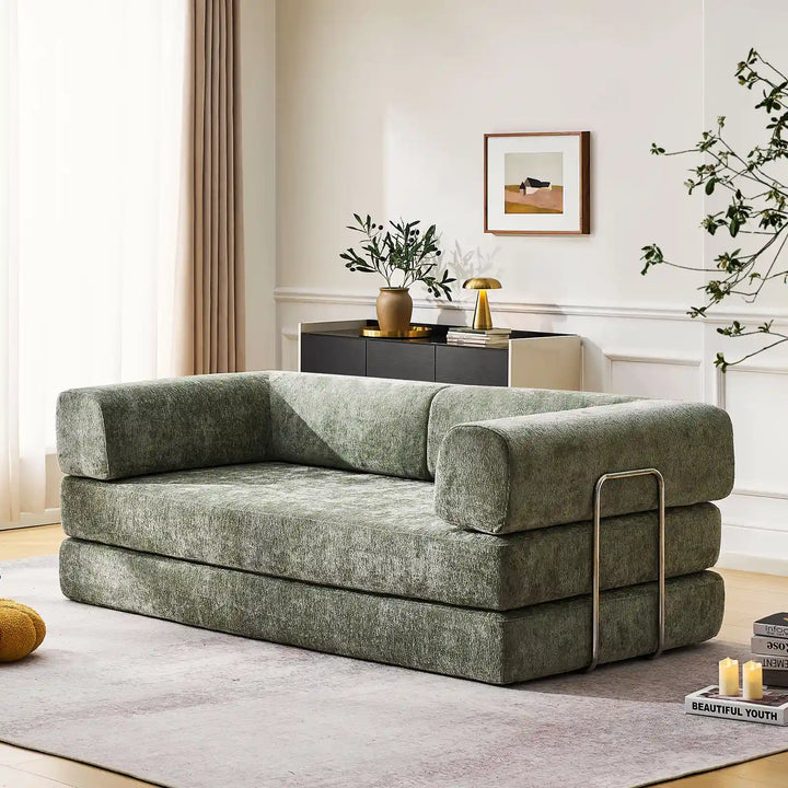 Side view of the Hugo Convertible Sofa Bed in the living room.