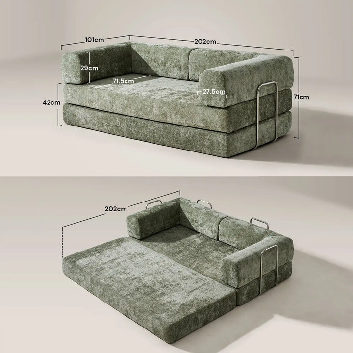 Dimensions of the Hugo Convertible Sofa Bed.