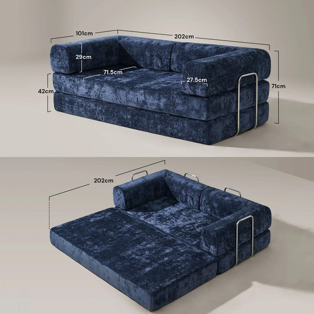 Dimensions of the Hugo Convertible Sofa Bed.