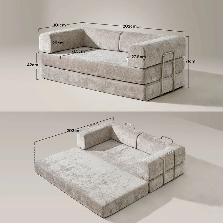 Dimensions of the Hugo Convertible Sofa Bed.