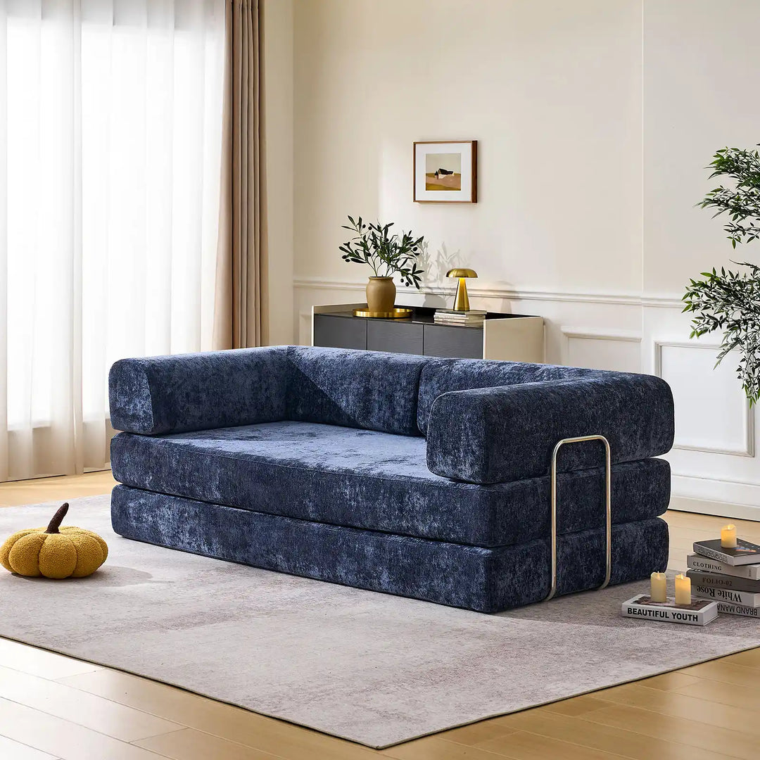 Side view of the Hugo Convertible Sofa Bed in the living room.