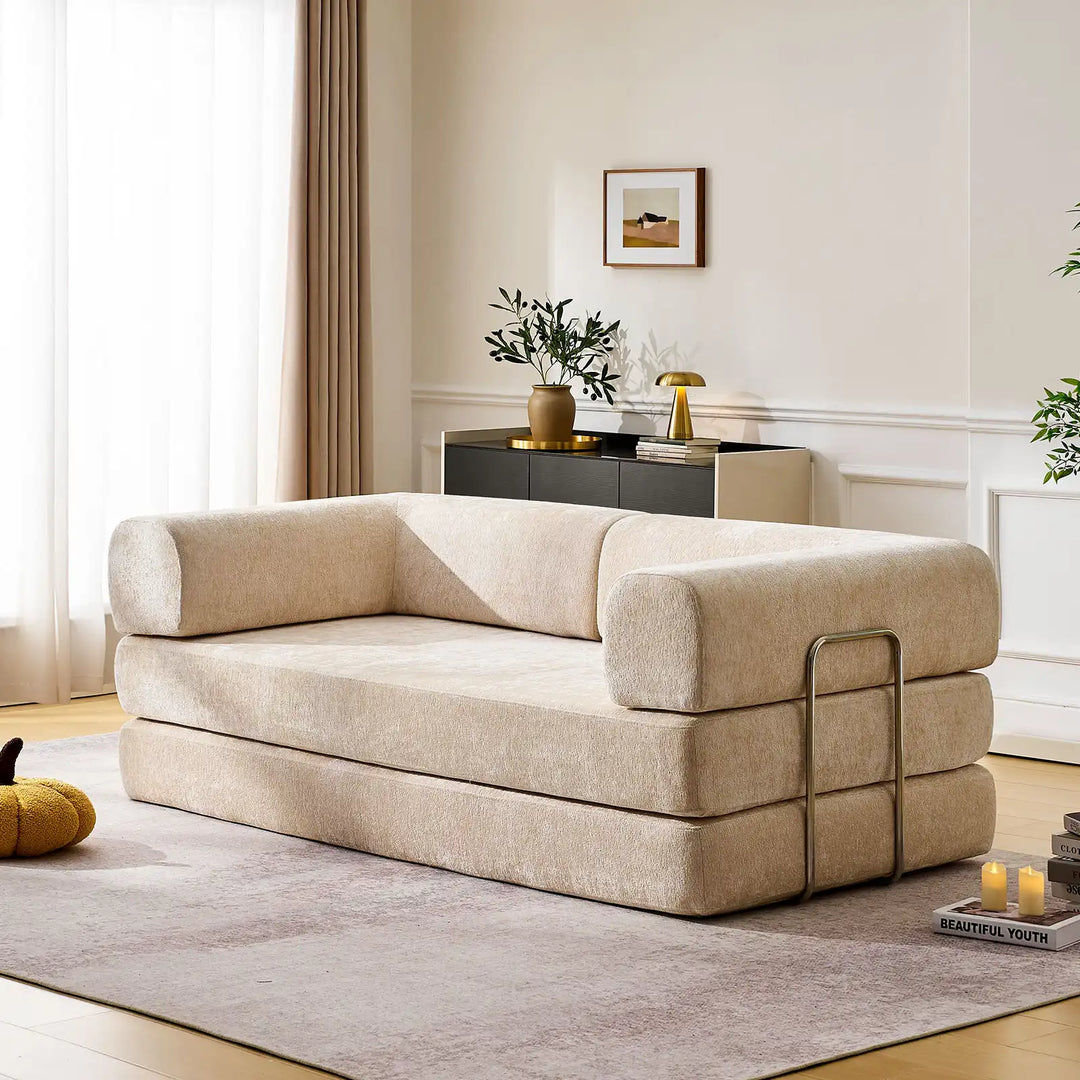 Side view of the Hugo Convertible Sofa Bed in the living room.