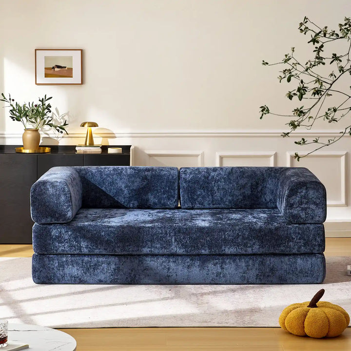 Front view of the Hugo Convertible Sofa Bed in the living room.