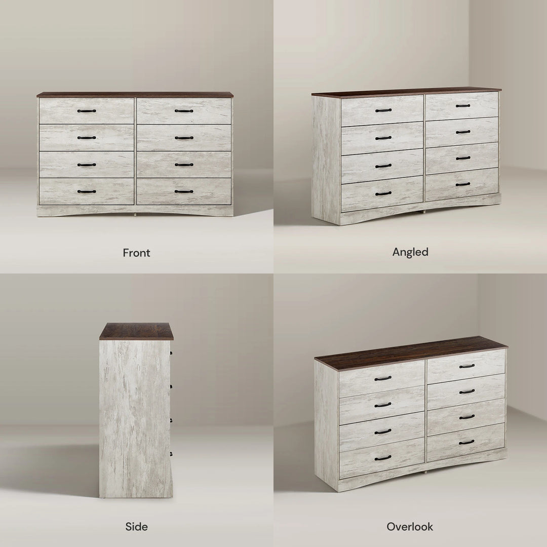 Different angles of the Kamai Chest of Drawers, ideal as country style bedroom furniture.