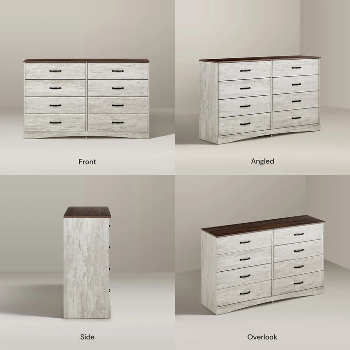 Different angles of the Kamai Chest of Drawers, ideal as country style bedroom furniture.