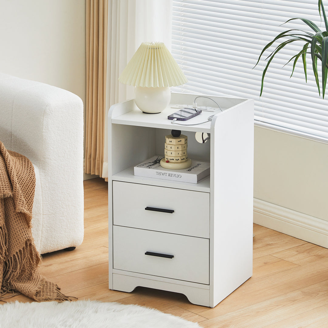 Kody LED Light Bedside Table [with Charging Station]