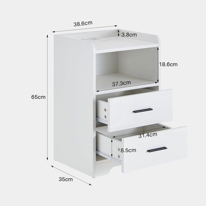 Kody LED Light Bedside Table [with Charging Station]