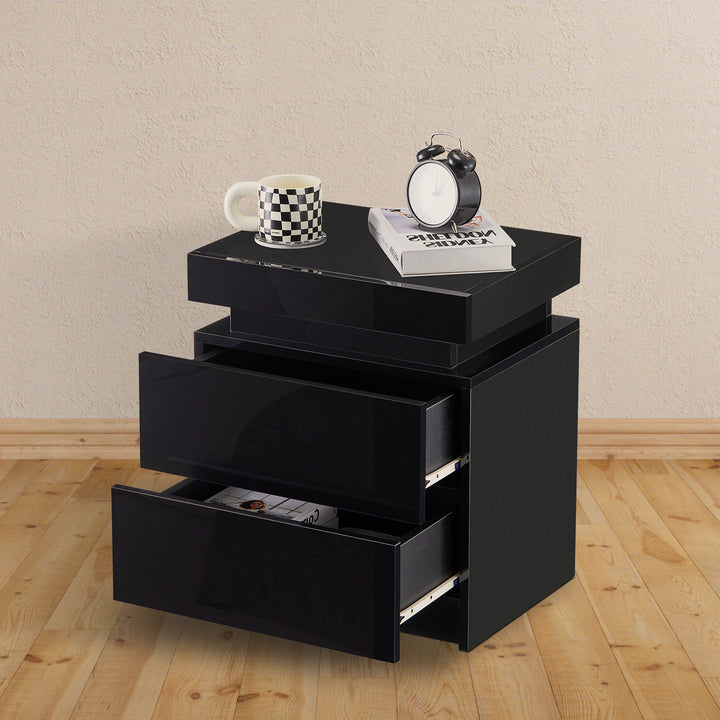 Kumar LED Light Bedside Table [2 Drawers][Nightstand]