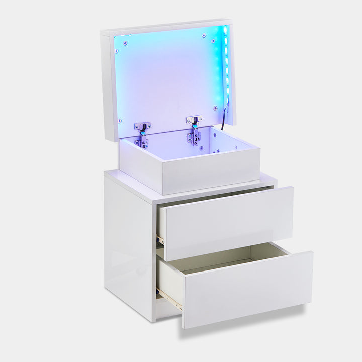 Kumar LED Light Bedside Table [2 Drawers][Nightstand]