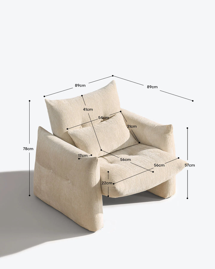 Kumo Accent Chair dimensions with detailed measurements for living room and reading corner planning