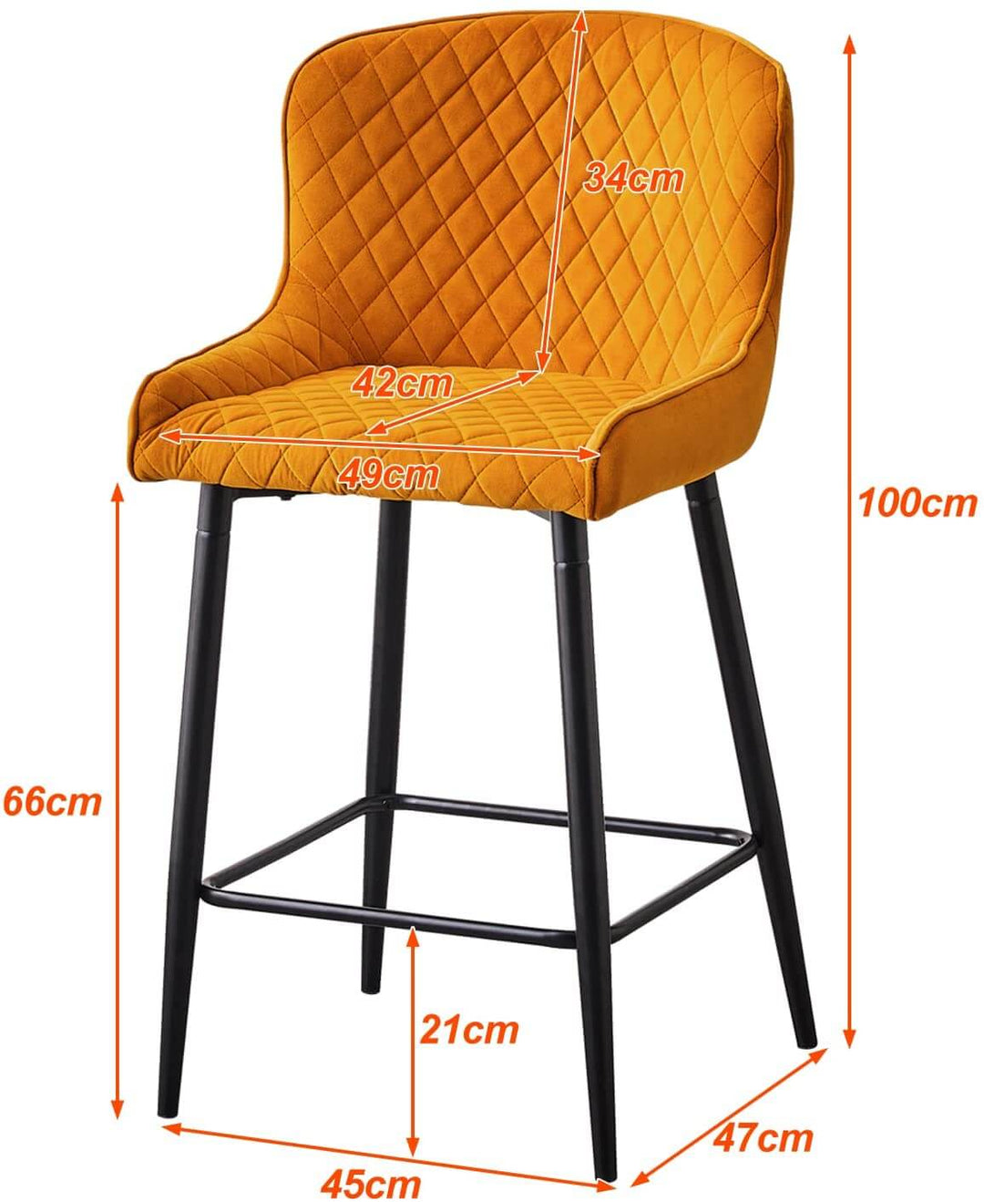 Dundas Velvet Bar Stools [65cm] [Set of 2]