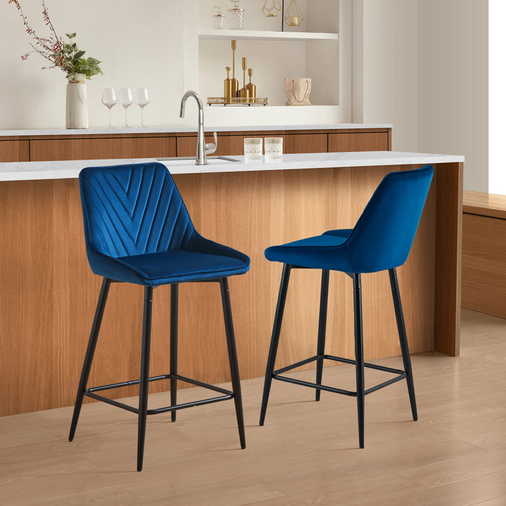 Lourdes Bar Stool [Set of 2][65cm][75cm] [Velvet]