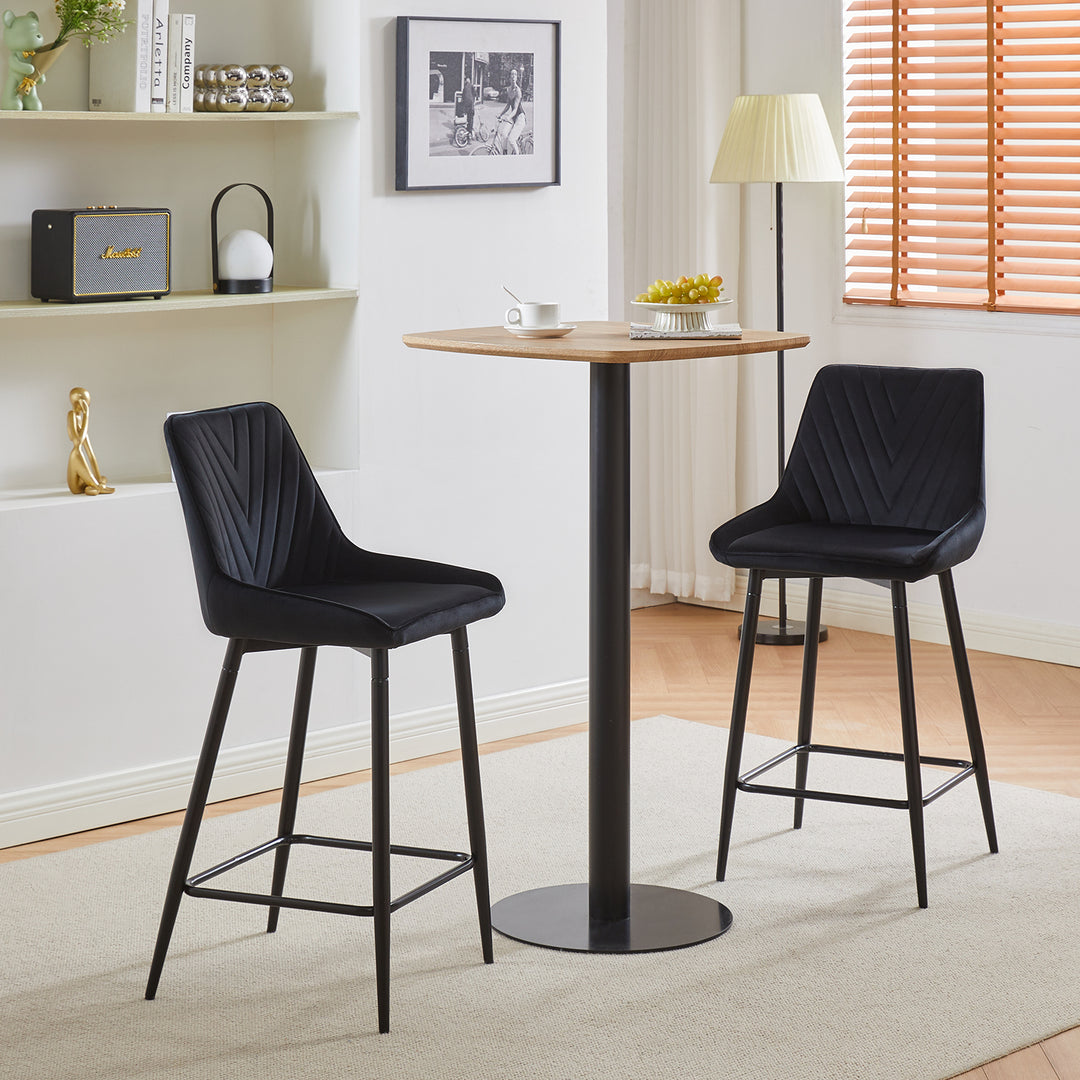 Lourdes Bar Stool [Set of 2][65cm][75cm] [Velvet]