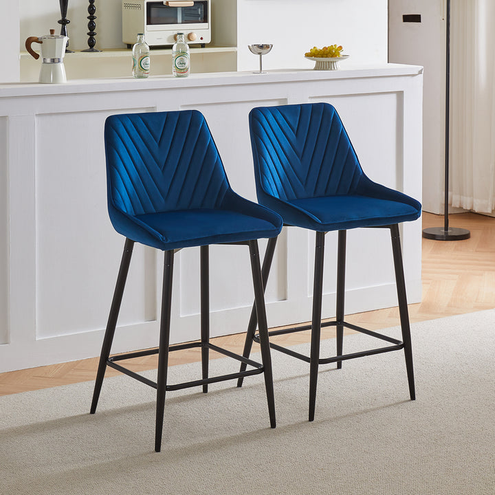 Lourdes Bar Stool [Set of 2][65cm][75cm] [Velvet]