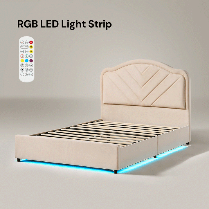 dynamic colourful RGB lights of Luniva Double Bed Fream