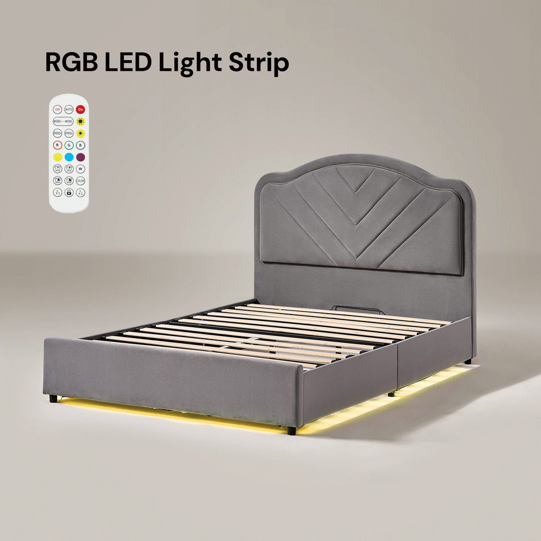 dynamic colourful RGB lights of Luniva Double Bed Fream
