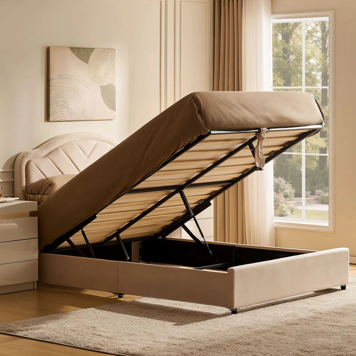 Ottoman Storage Bed with open storage compartment showing ample space