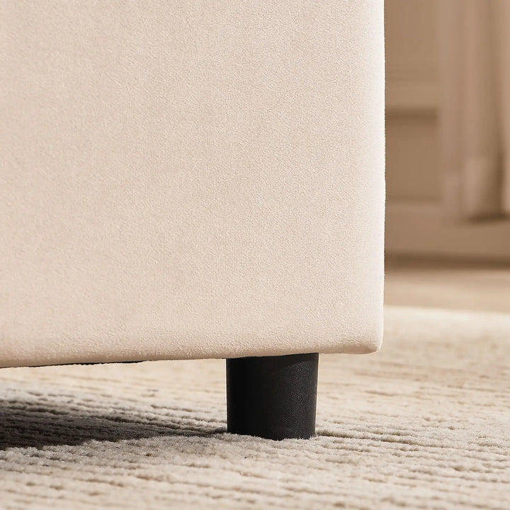 Metal bed legs of the Luniva Cream LED Single Bed Frame