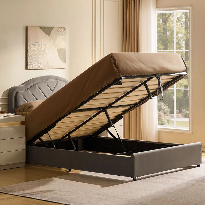 Ottoman Storage Bed with open storage compartment showing ample space