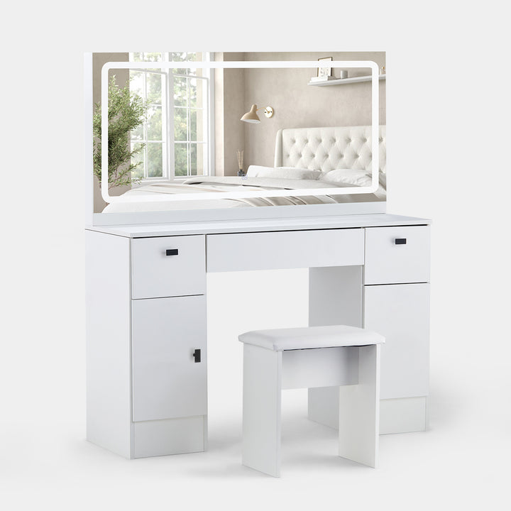 Manor Hollywood White Dressing Table [Upgrade LED Light Strips] [Charging Station]