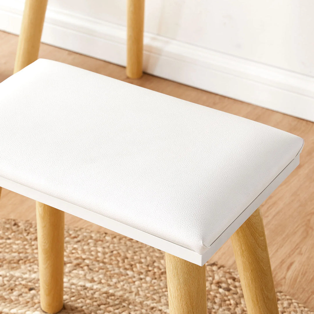 Upholstered stool of the Marilee dressing table set for comfortable seating