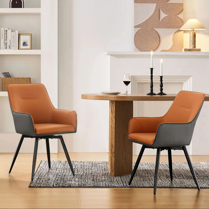 Faux leather dining chairs set of 2
