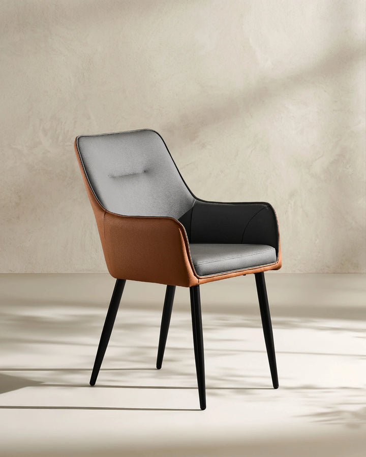 grey Maxine Dining Chair 45 degree side view on white background