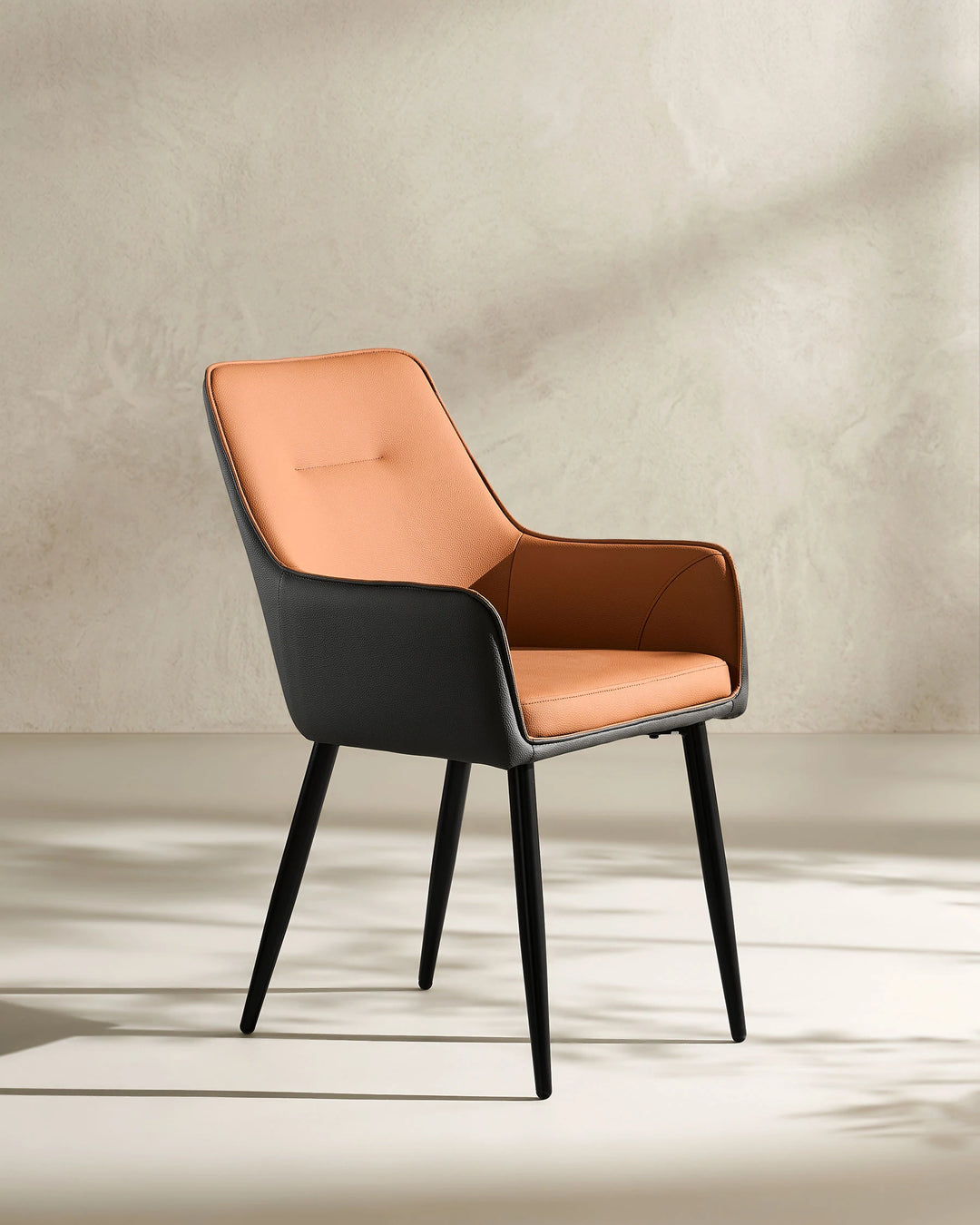 Brown Maxine Dining Chair 45 degree side view on white background