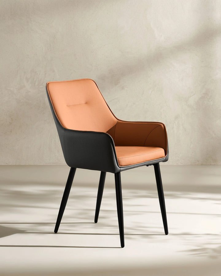 Brown Maxine Dining Chair 45 degree side view on white background