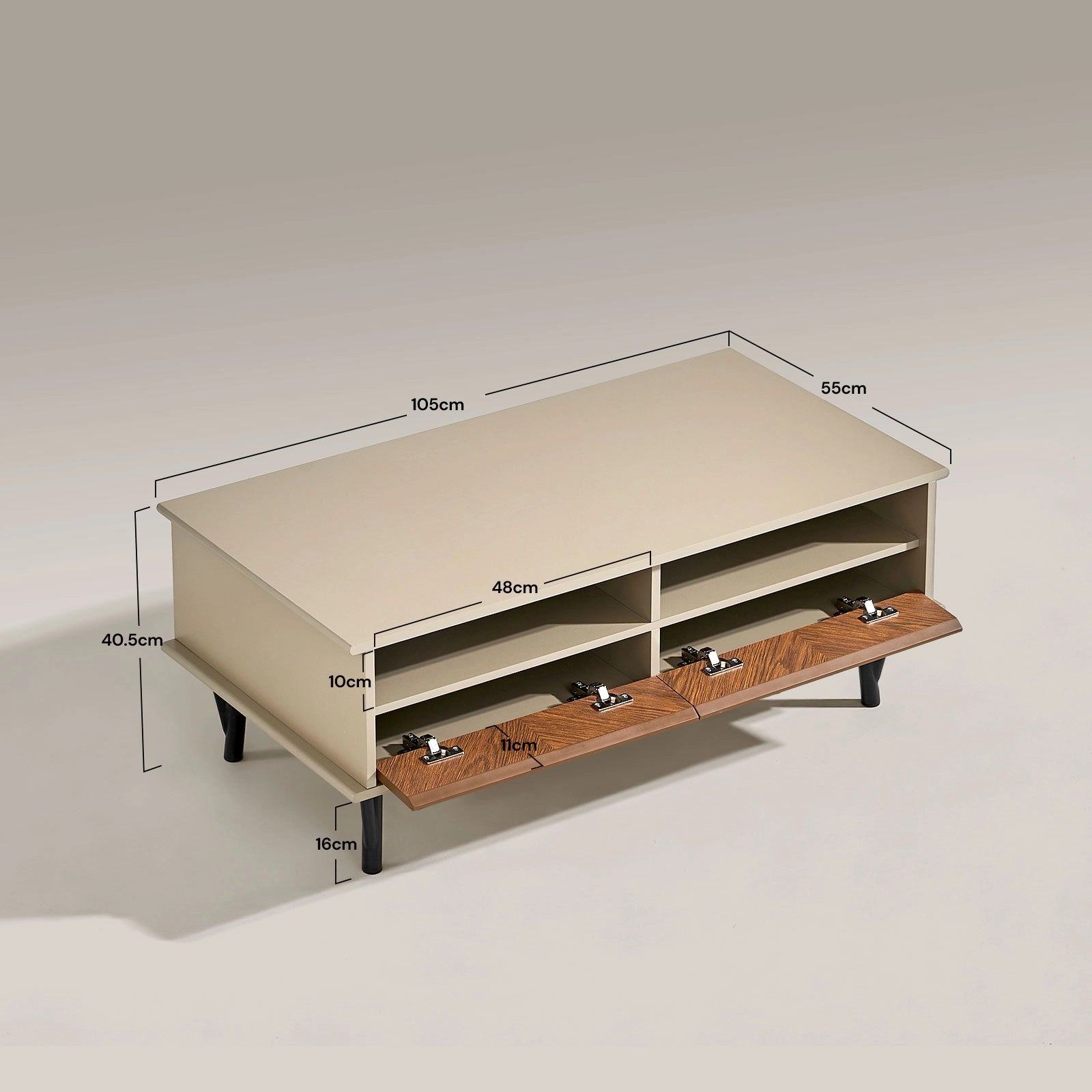 Milano coffee table dimensions reference image