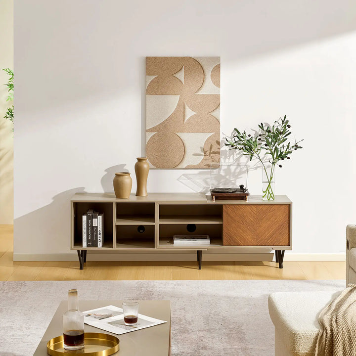 Milano TV stand in a bright living room in standard (non-extended) length