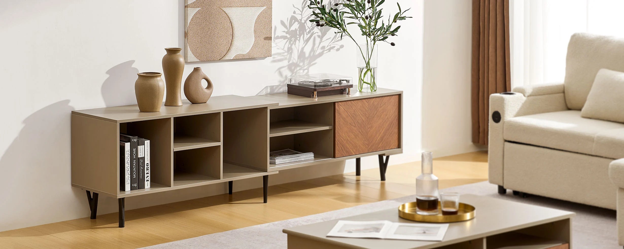 Milano TV stand in a bright living room