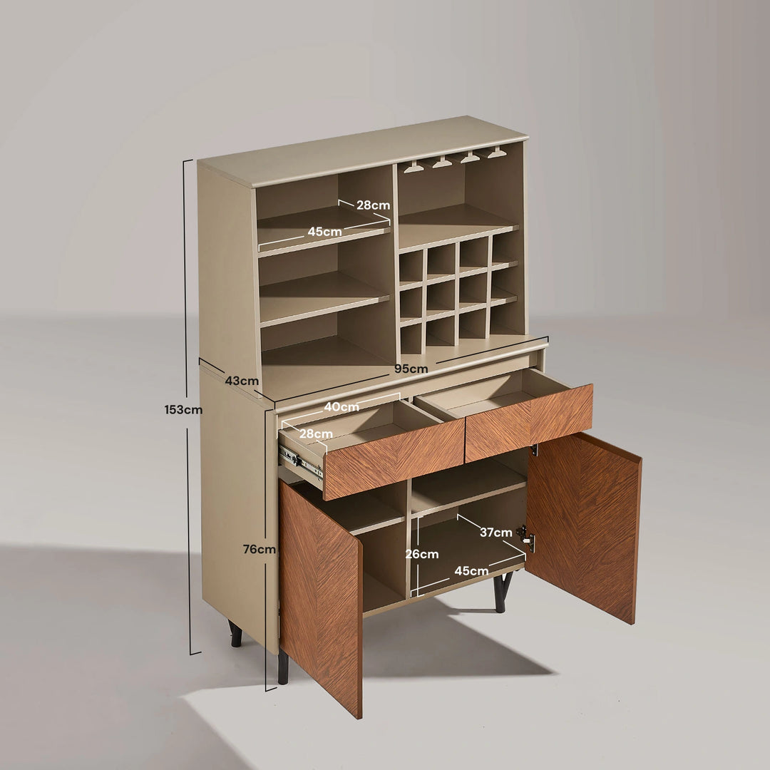 Milano Wine Bar Cabinet dimensions diagram