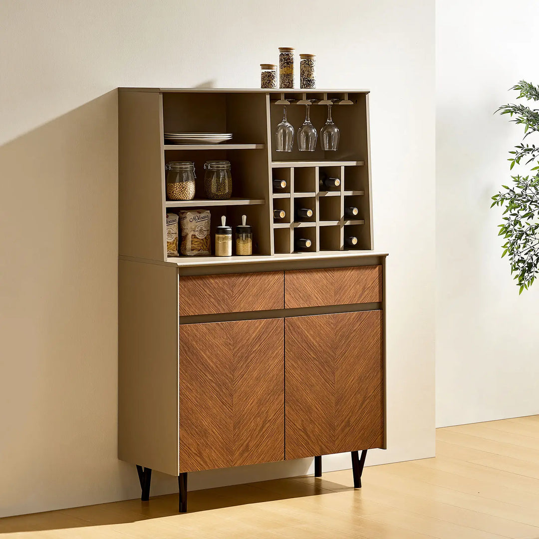 Milano Wine Bar Cabinet in dining room, side view