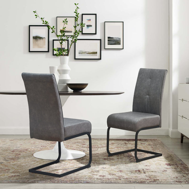 Milligan Cantilever Dining Chairs [PU Leather][set of 2]
