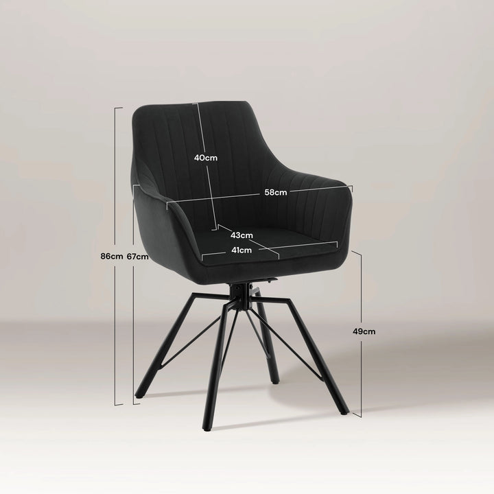 Black Milo dining chair size and dimensions guide