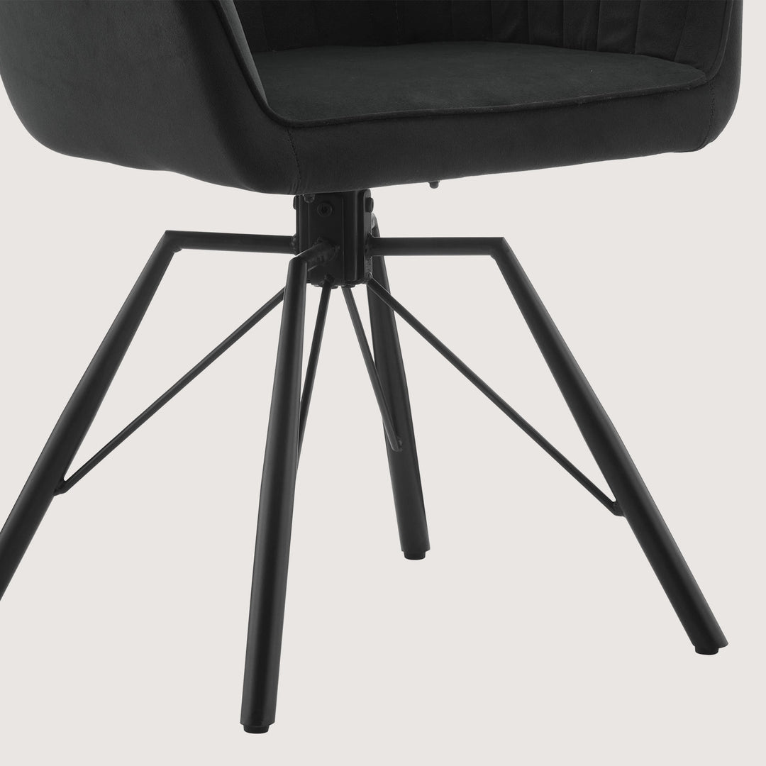 Detail view of Milo desk chair, black metal legs – sturdy and stylish