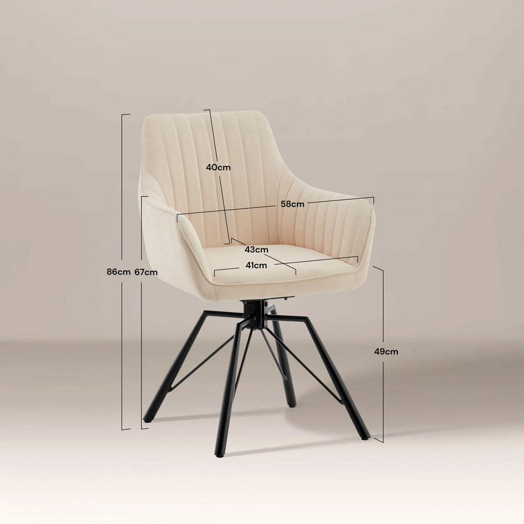Cream Milo dining chair size and dimensions guide